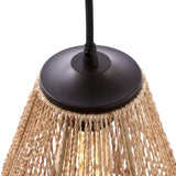 Ibiza Island 30" 3-Light Seagrass/Metal Bohemian Coastal LED Pendant, Oil Rubbed Bronze/Natural by JONATHAN Y