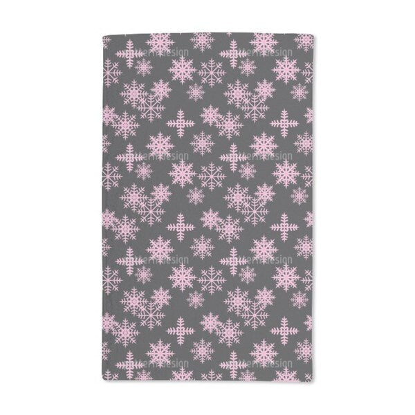 Ice Crystals Black Hand Towel (Set of 2)