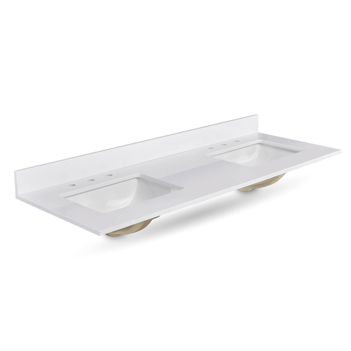 Icelume White 60 inch Cultured Marble Bathroom Vanity Top