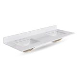Icelume White 60 inch Cultured Marble Bathroom Vanity Top