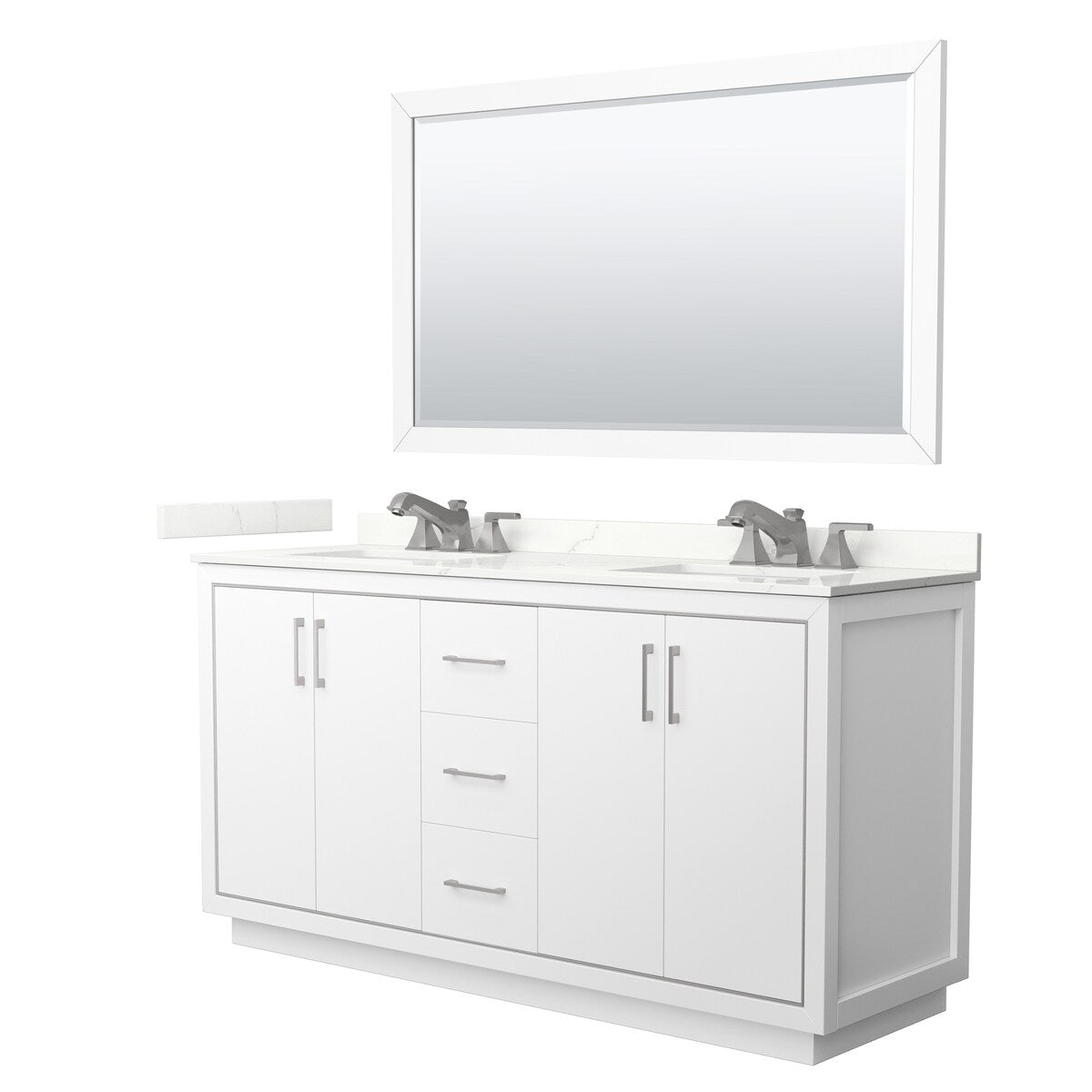 Icon 66-inch Double Vanity, Quartz Top, 58-inch Mirror