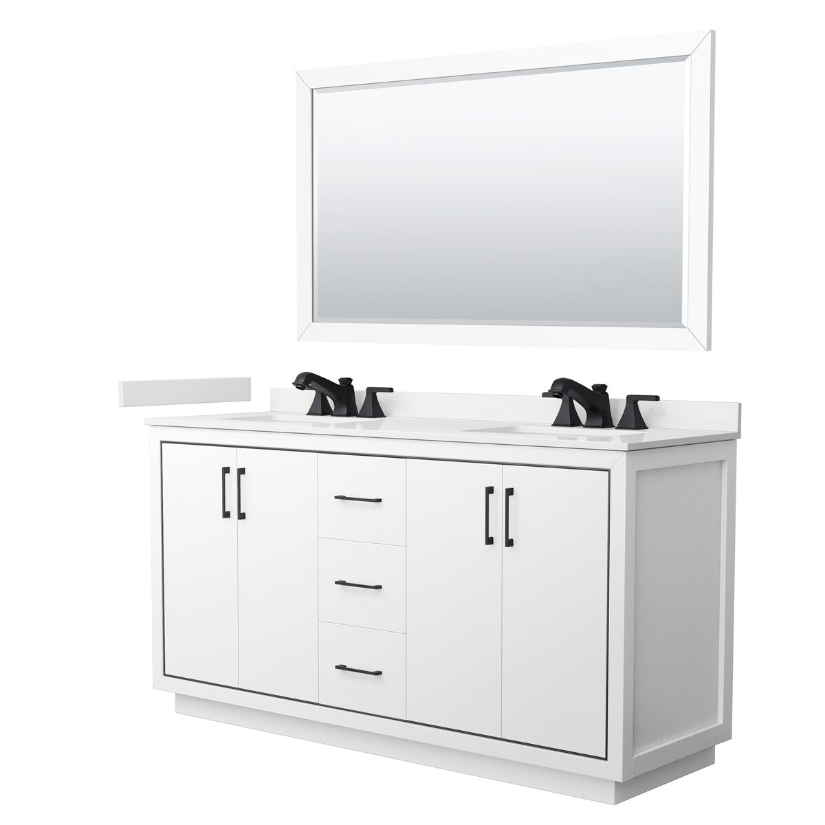Icon 66-inch Double Vanity, Quartz Top, 58-inch Mirror