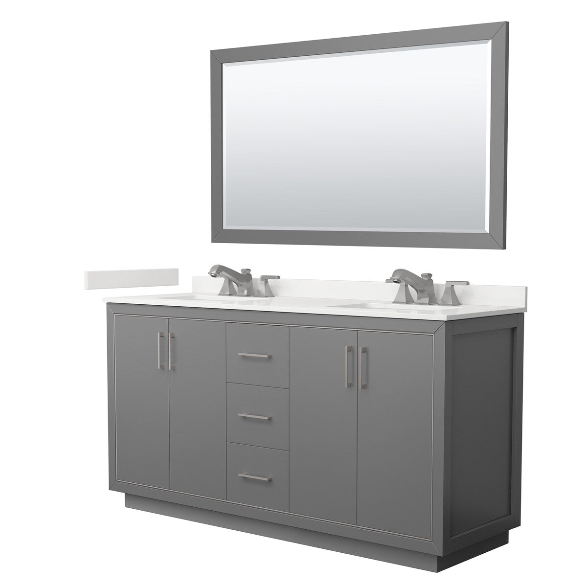 Icon 66-inch Double Vanity, Quartz Top, 58-inch Mirror
