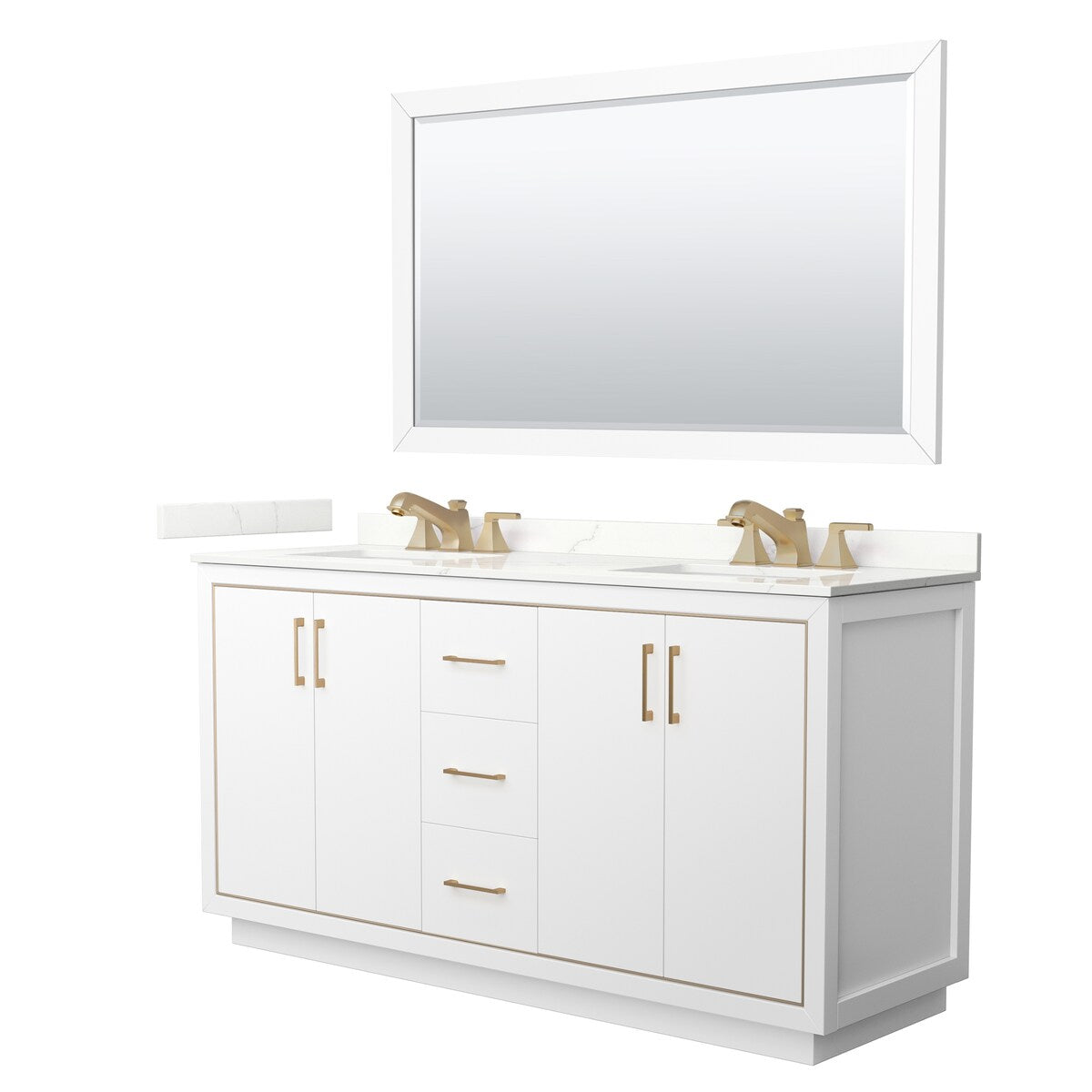 Icon 66-inch Double Vanity, Quartz Top, 58-inch Mirror