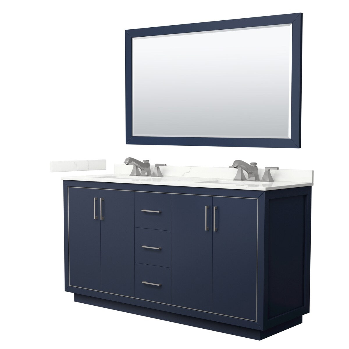Icon 66-inch Double Vanity, Quartz Top, 58-inch Mirror