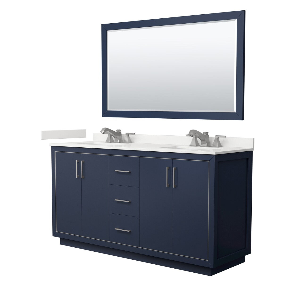 Icon 66-inch Double Vanity, Quartz Top, 58-inch Mirror
