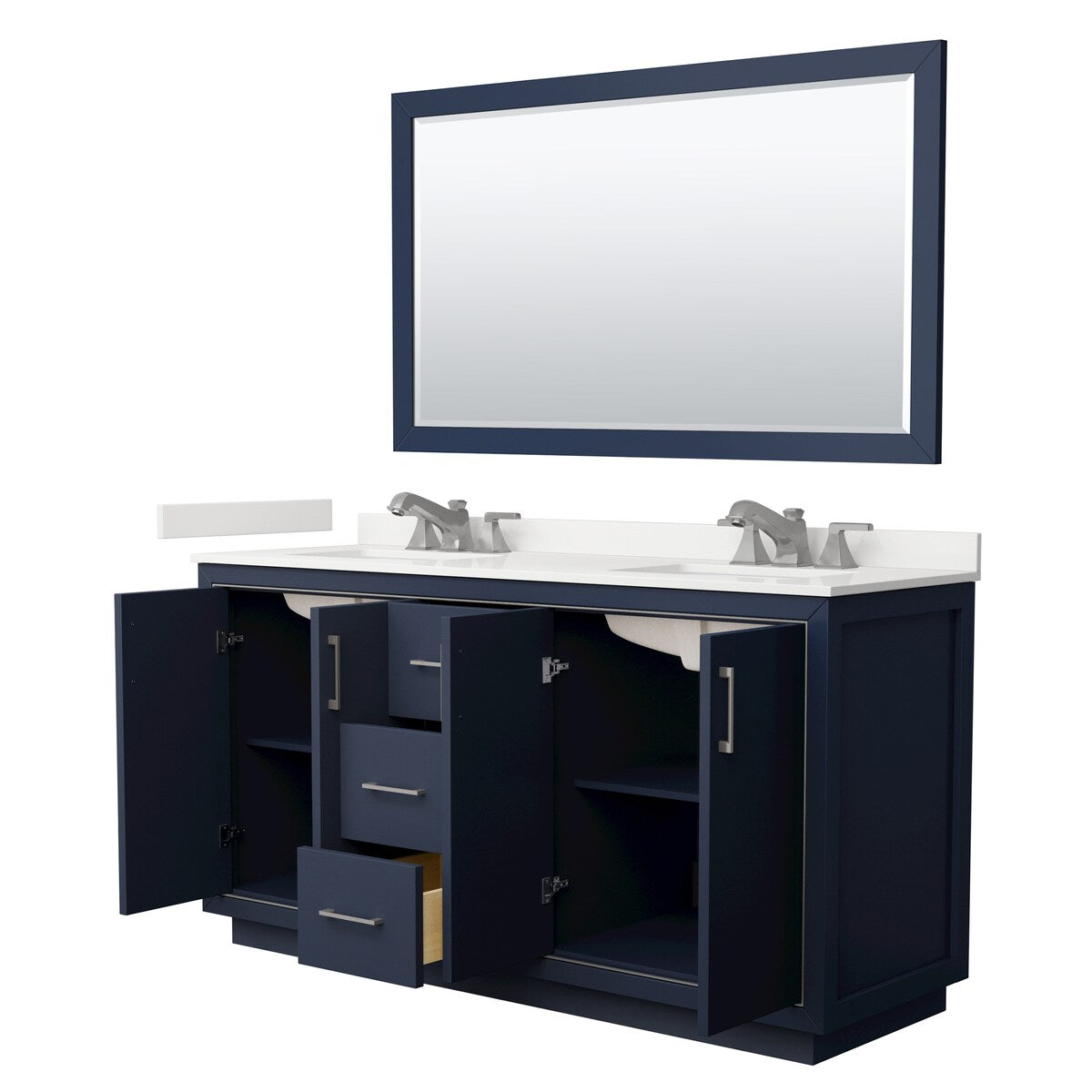 Icon 66-inch Double Vanity, Quartz Top, 58-inch Mirror