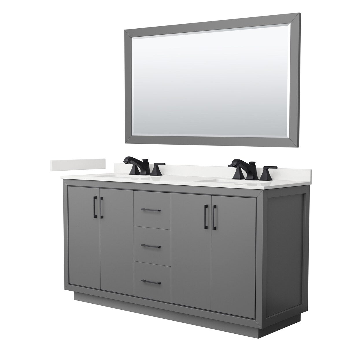 Icon 66-inch Double Vanity, Quartz Top, 58-inch Mirror