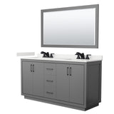 Icon 66-inch Double Vanity, Quartz Top, 58-inch Mirror