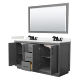 Icon 66-inch Double Vanity, Quartz Top, 58-inch Mirror