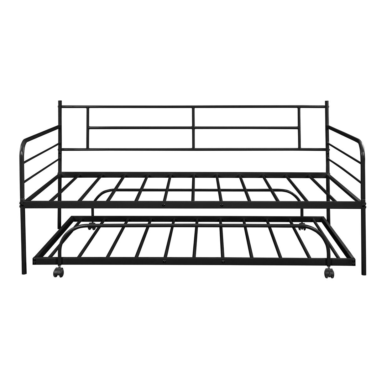 Ideal for Sleepovers: Twin Size Metal Daybed with Trundle - Sturdy Frame