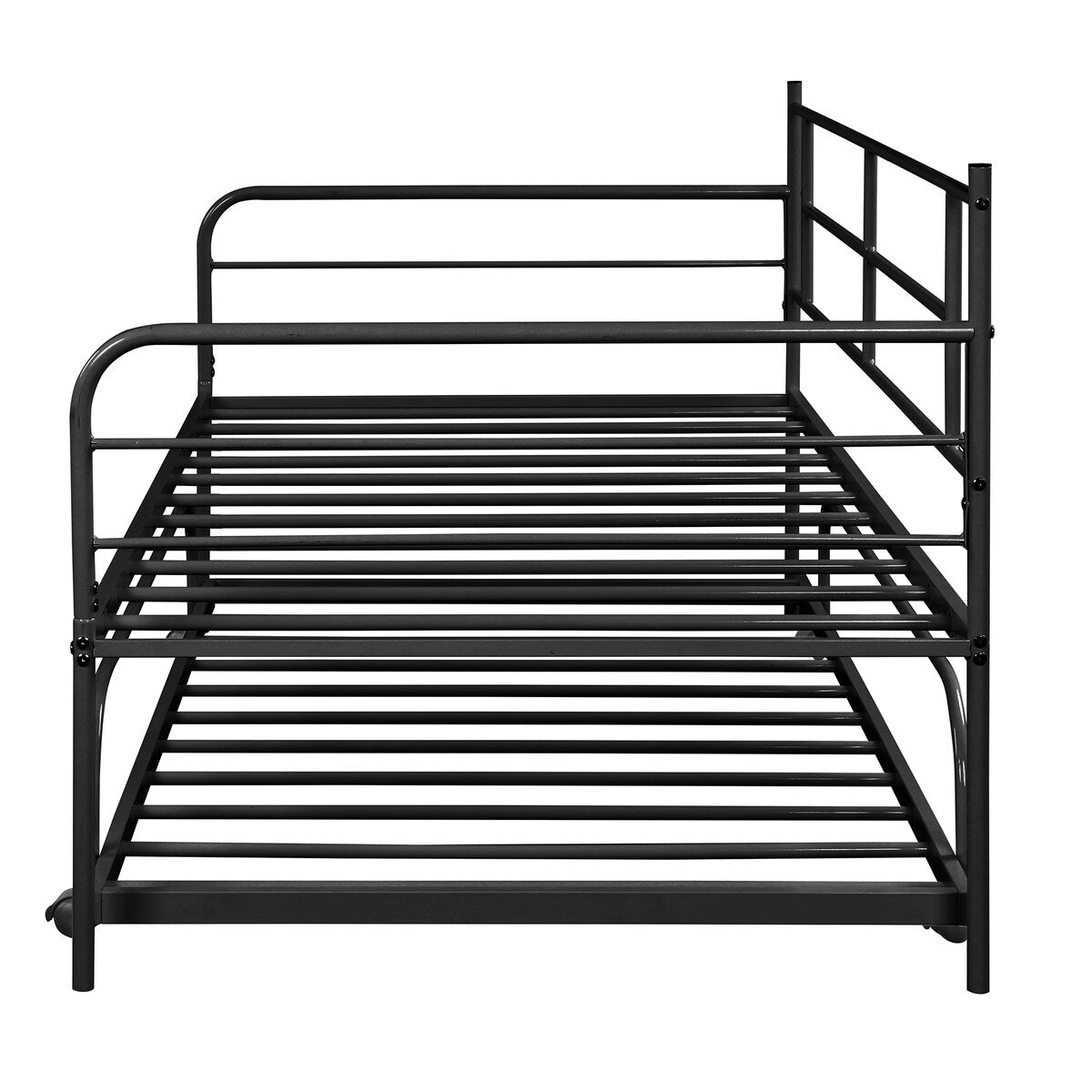 Ideal for Sleepovers: Twin Size Metal Daybed with Trundle - Sturdy Frame