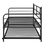 Ideal for Sleepovers: Twin Size Metal Daybed with Trundle - Sturdy Frame