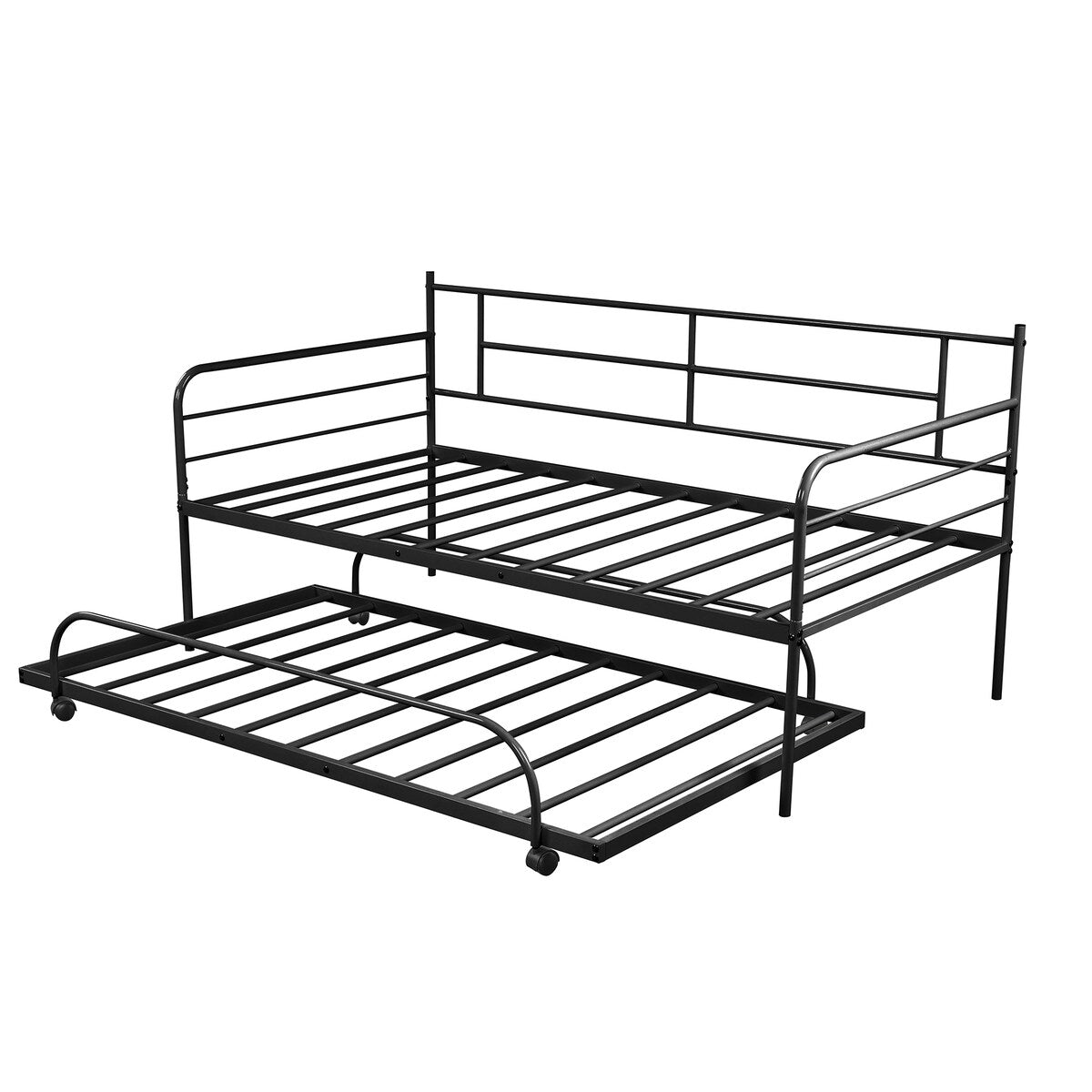 Ideal for Sleepovers: Twin Size Metal Daybed with Trundle - Sturdy Frame