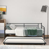 Ideal for Sleepovers: Twin Size Metal Daybed with Trundle - Sturdy Frame