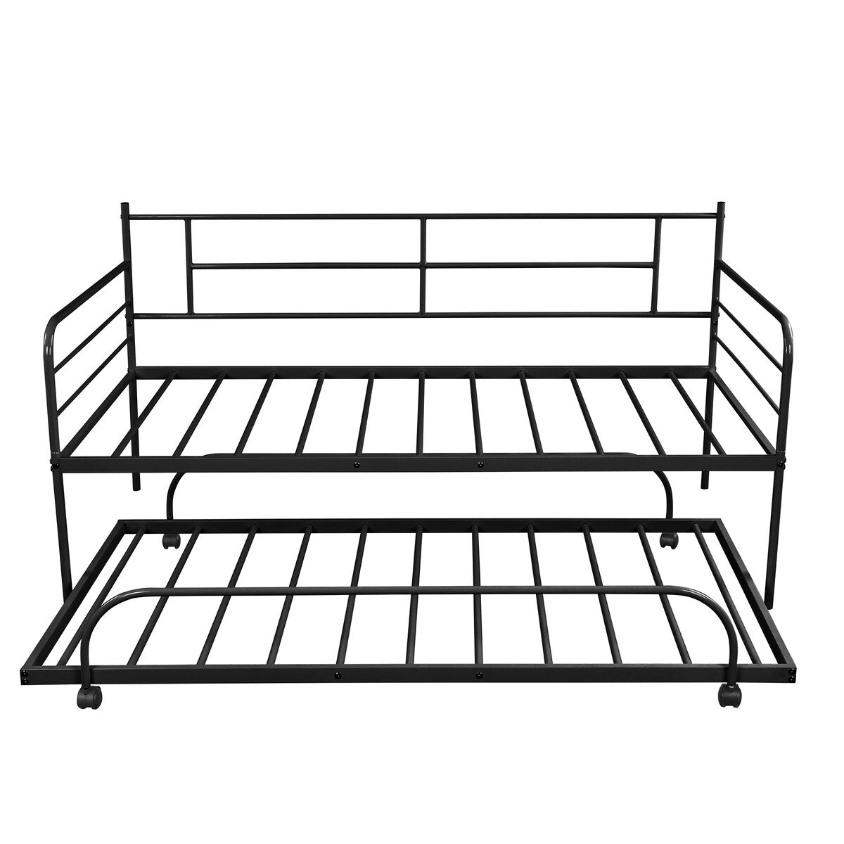 Ideal for Sleepovers: Twin Size Metal Daybed with Trundle - Sturdy Frame