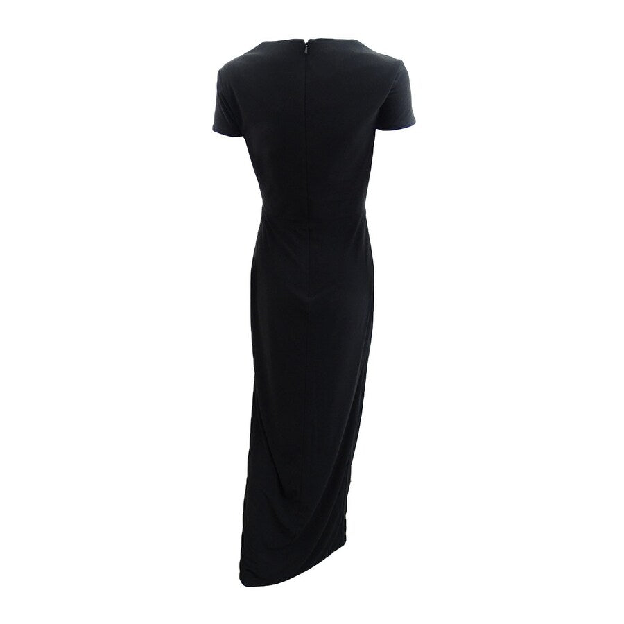 Ieena for Mac Duggal Women's Bead Embellished Sheath Gown (4, Black)