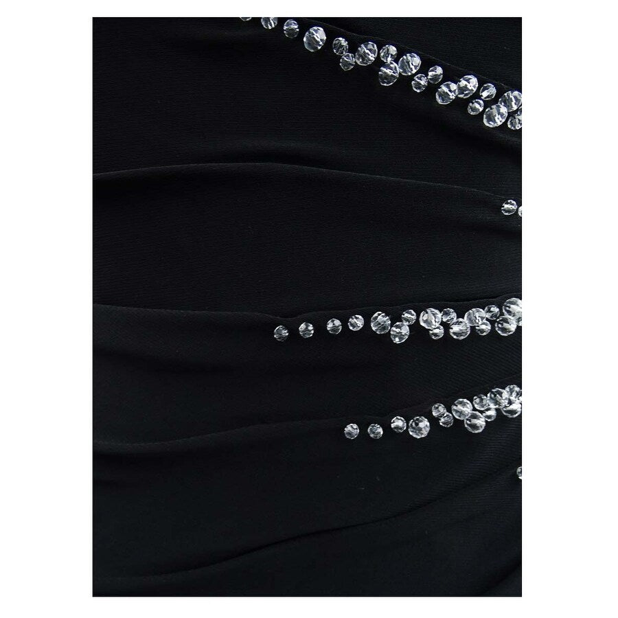 Ieena for Mac Duggal Women's Bead Embellished Sheath Gown (4, Black)