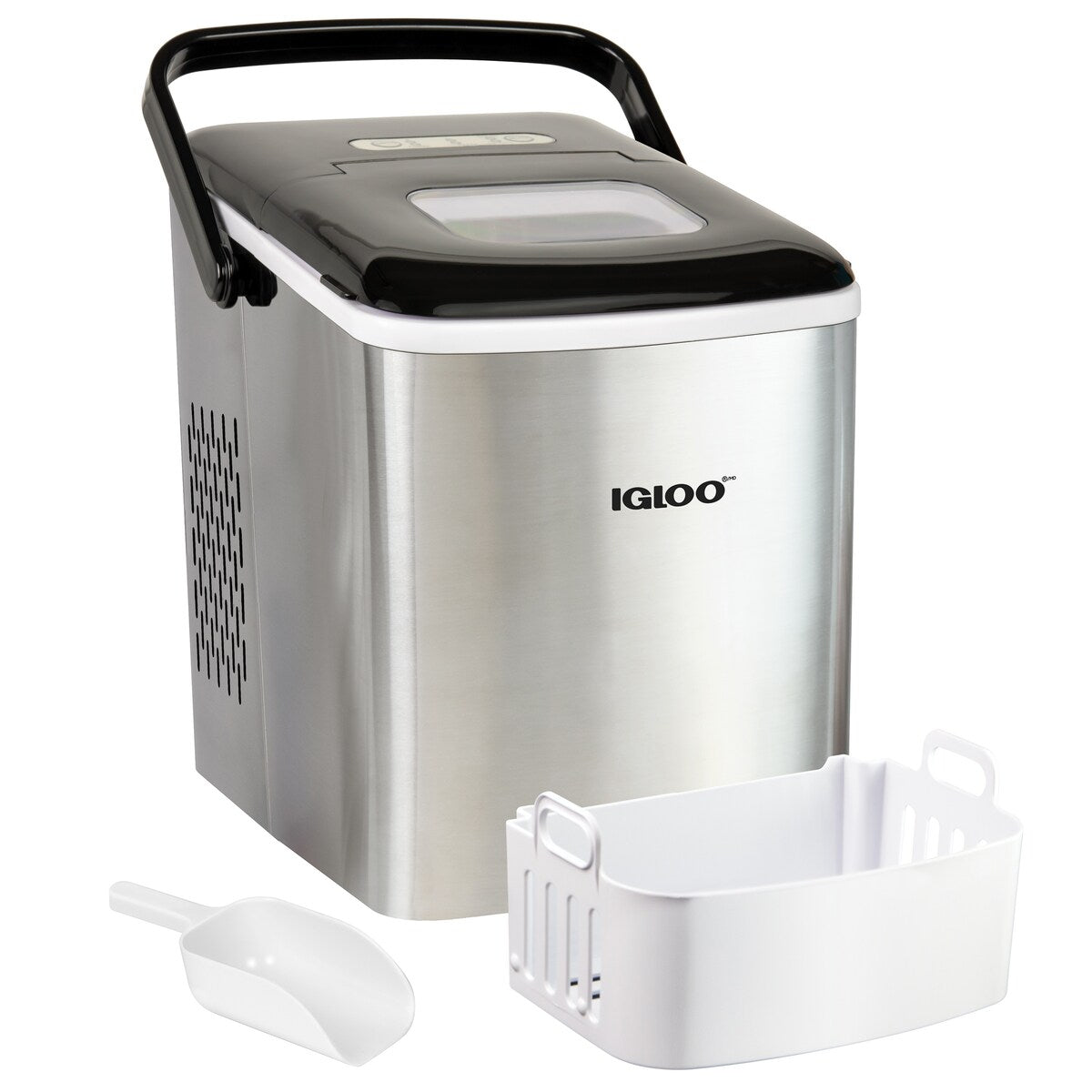 Igloo ICEB26HNSS 26-Pound Automatic Self-Cleaning Portable Countertop Ice Maker Machine With Handle, Stainless Steel
