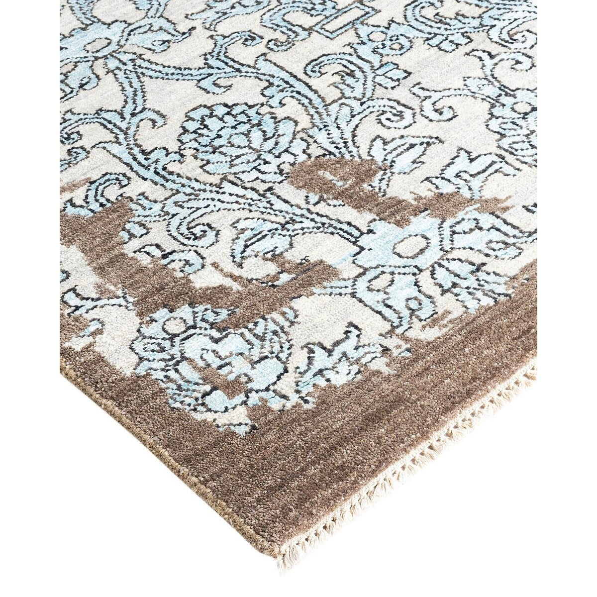 Ikat One-of-a-Kind Hand-Knotted Area Rug - Brown, 9' 2" x 12' 4" - 9' 2" x 12' 4"