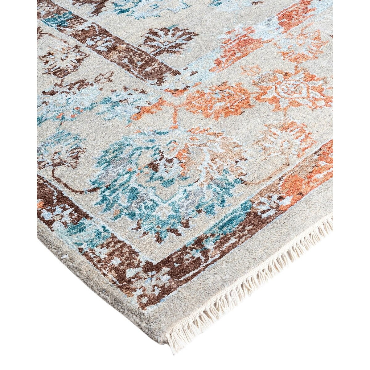 Ikat One-of-a-Kind Hand-Knotted Area Rug - Gray, 8' 1" x 10' 5" - 8' 1" x 10' 5"