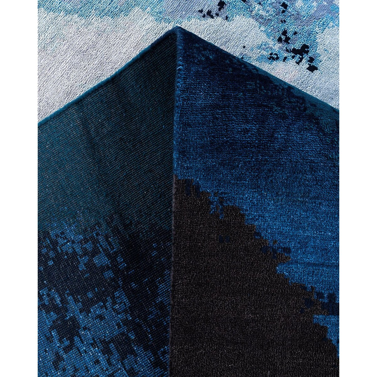 Ikat One-of-a-Kind Hand-Knotted Area Rug - Navy, 8' 3" x 10' 3" - 8' 3" x 10' 3"