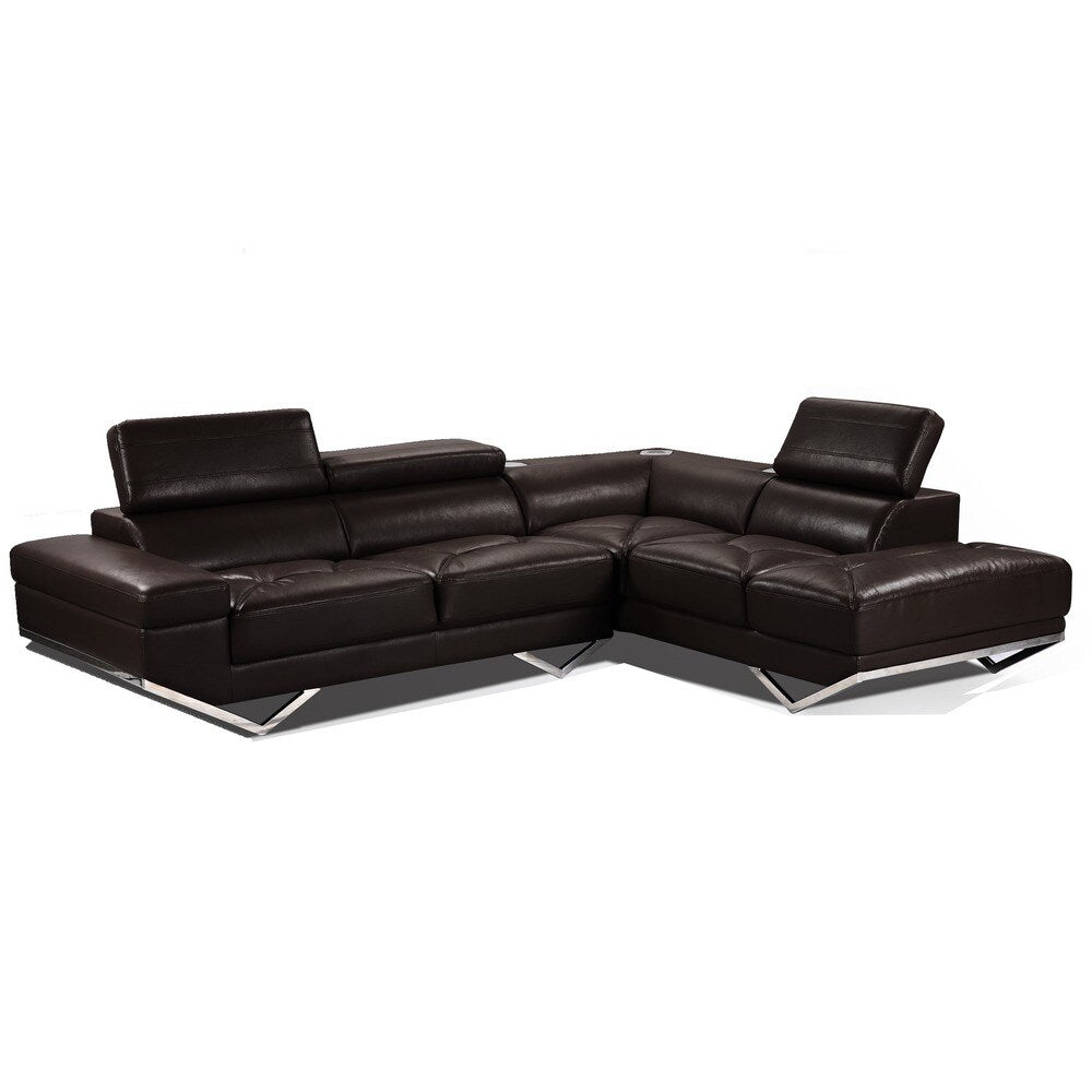 Iliana Leather Contemporary With Wireless Bluetooth Speaker Sectional Sofa Set
