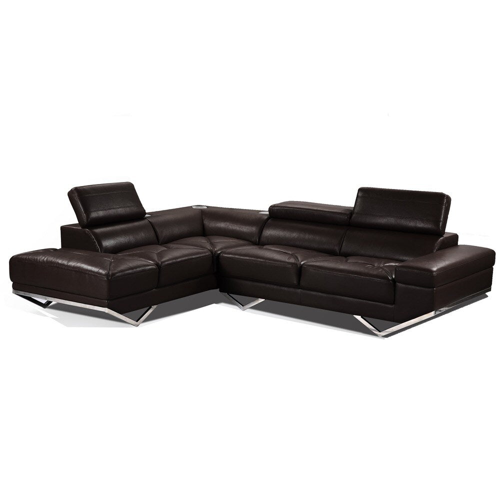 Iliana Leather Contemporary With Wireless Bluetooth Speaker Sectional Sofa Set