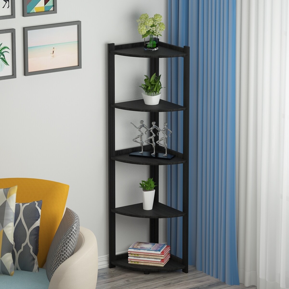 Corner Bookshelves Bookcase Shelves Storage Rack Bookshelf