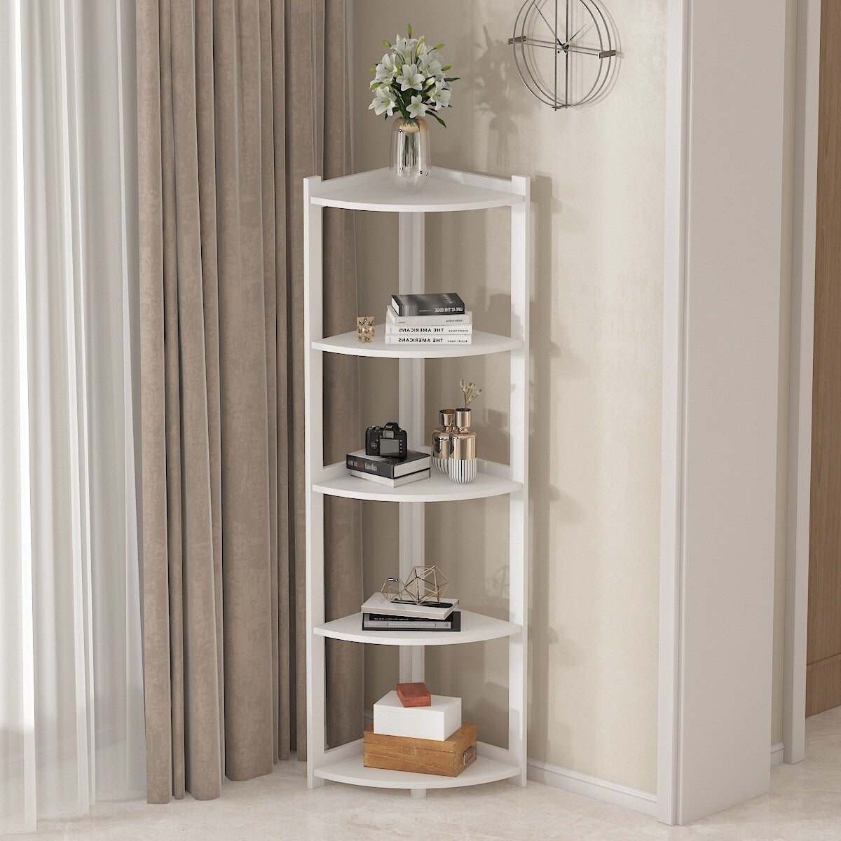 Corner Bookshelves Bookcase Shelves Storage Rack Bookshelf