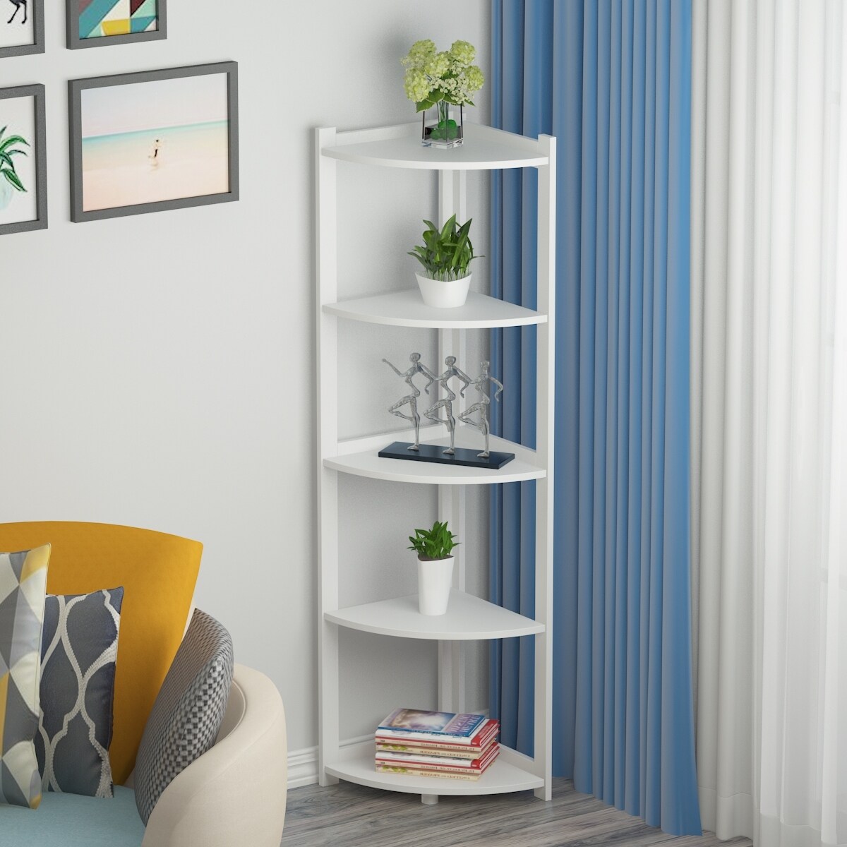 Corner Bookshelves Bookcase Shelves Storage Rack Bookshelf