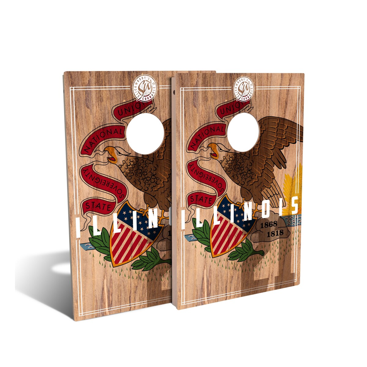 Illinois State Flag 2.0 Tailgate Cornhole Board Set (Includes 8 Bags) - N/A