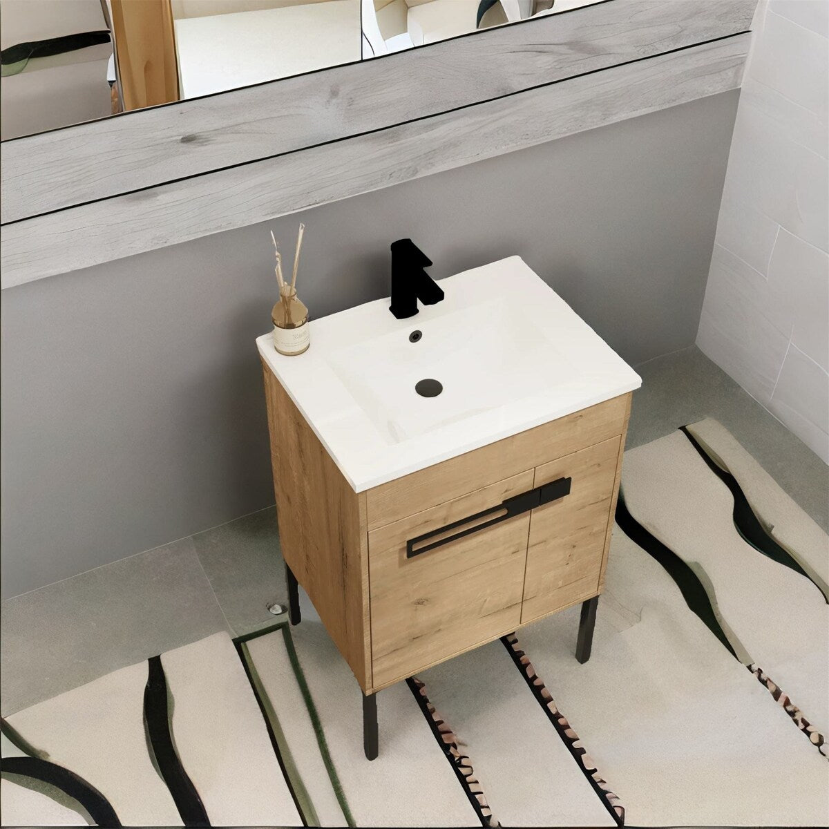 Imitative Oak 30 Inch Freestanding Bathroom Vanity With Sink