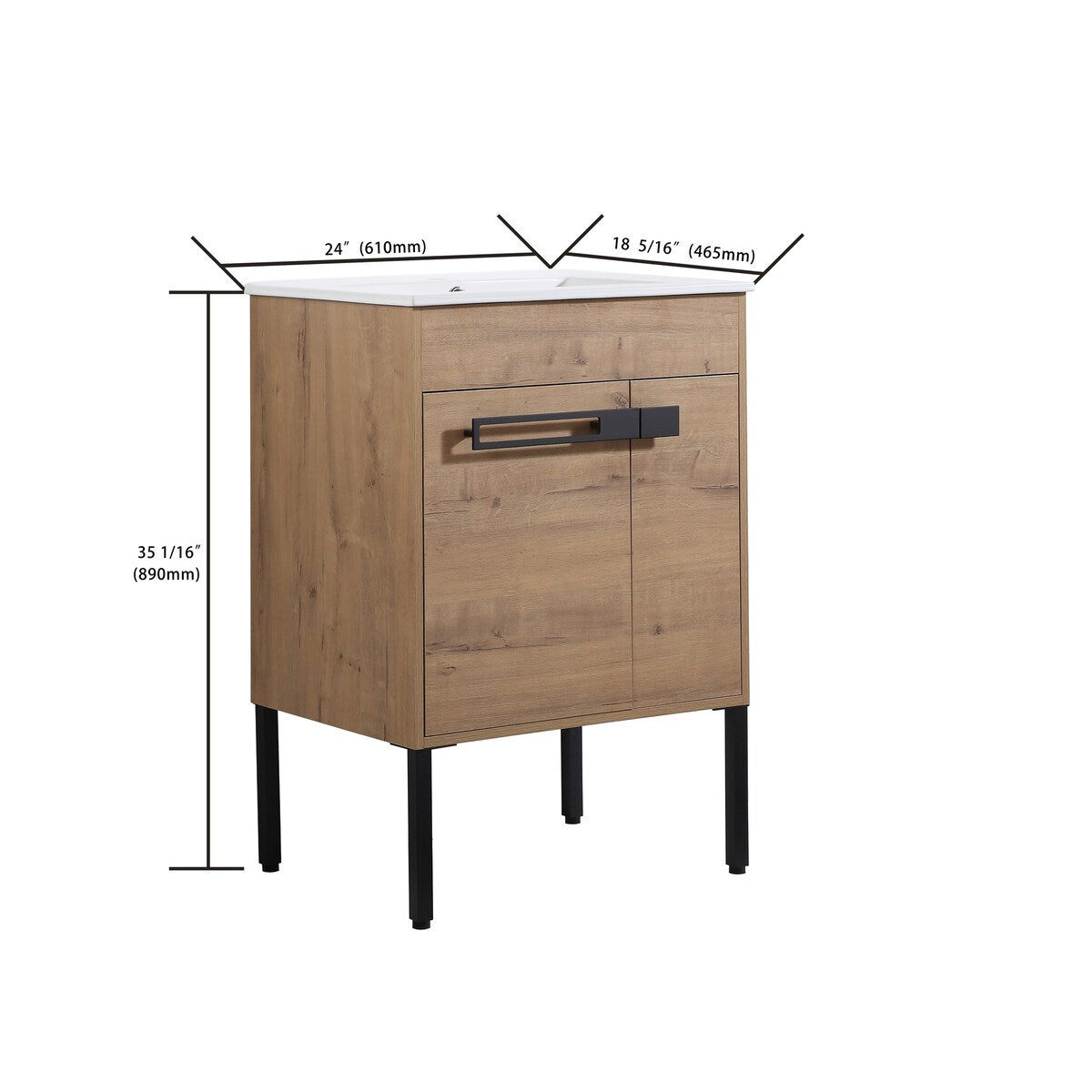 Imitative Oak 30 Inch Freestanding Bathroom Vanity With Sink
