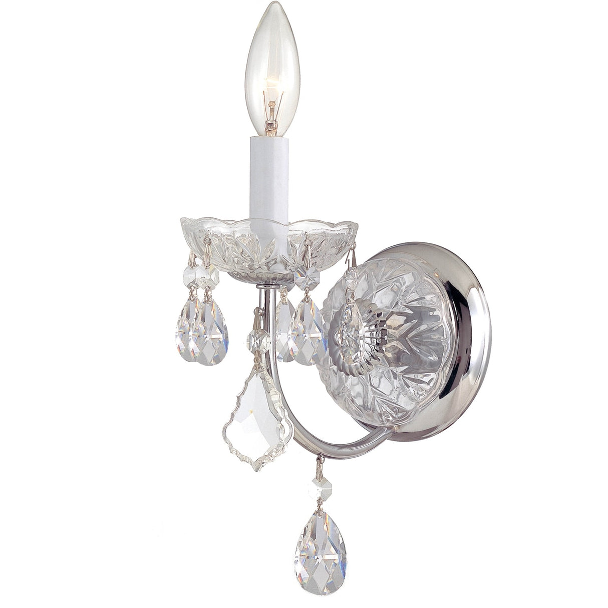 Imperial 1 Light Clear Crystal Chrome Sconce - 4.75'' W x 13.5'' H x 7'' D