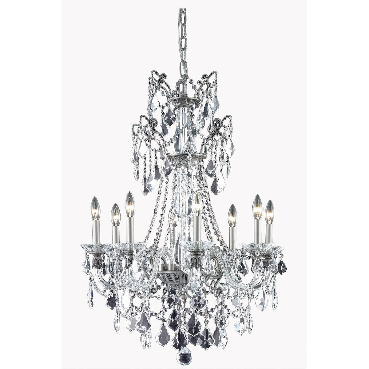 Imperial 8 light Pewter Chandelier Clear Swarovski Elements Crystal - One Size