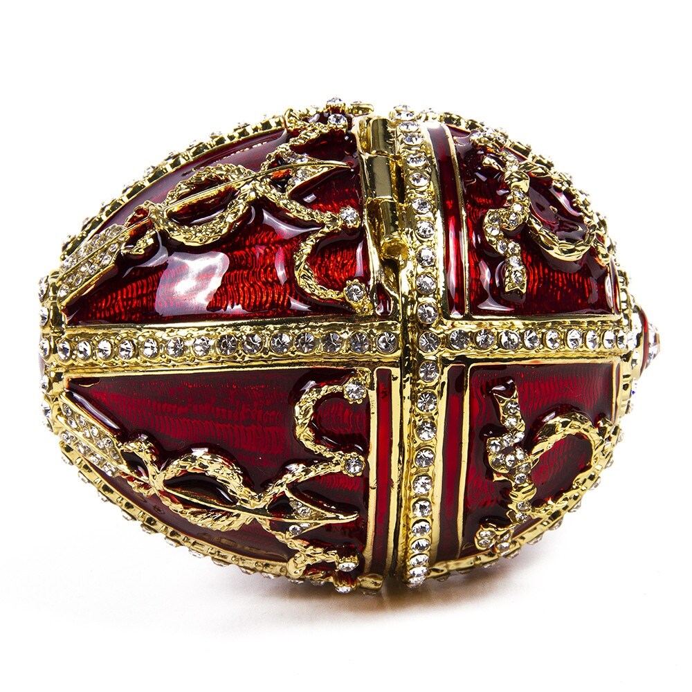 Imperial Faberge Arrow Egg / Jewelry Box w/ Flower and Pendant in Bordeaux