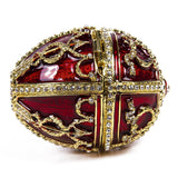 Imperial Faberge Arrow Egg / Jewelry Box w/ Flower and Pendant in Bordeaux