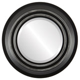 Imperial Framed Round Mirror in Matte Black with Silver