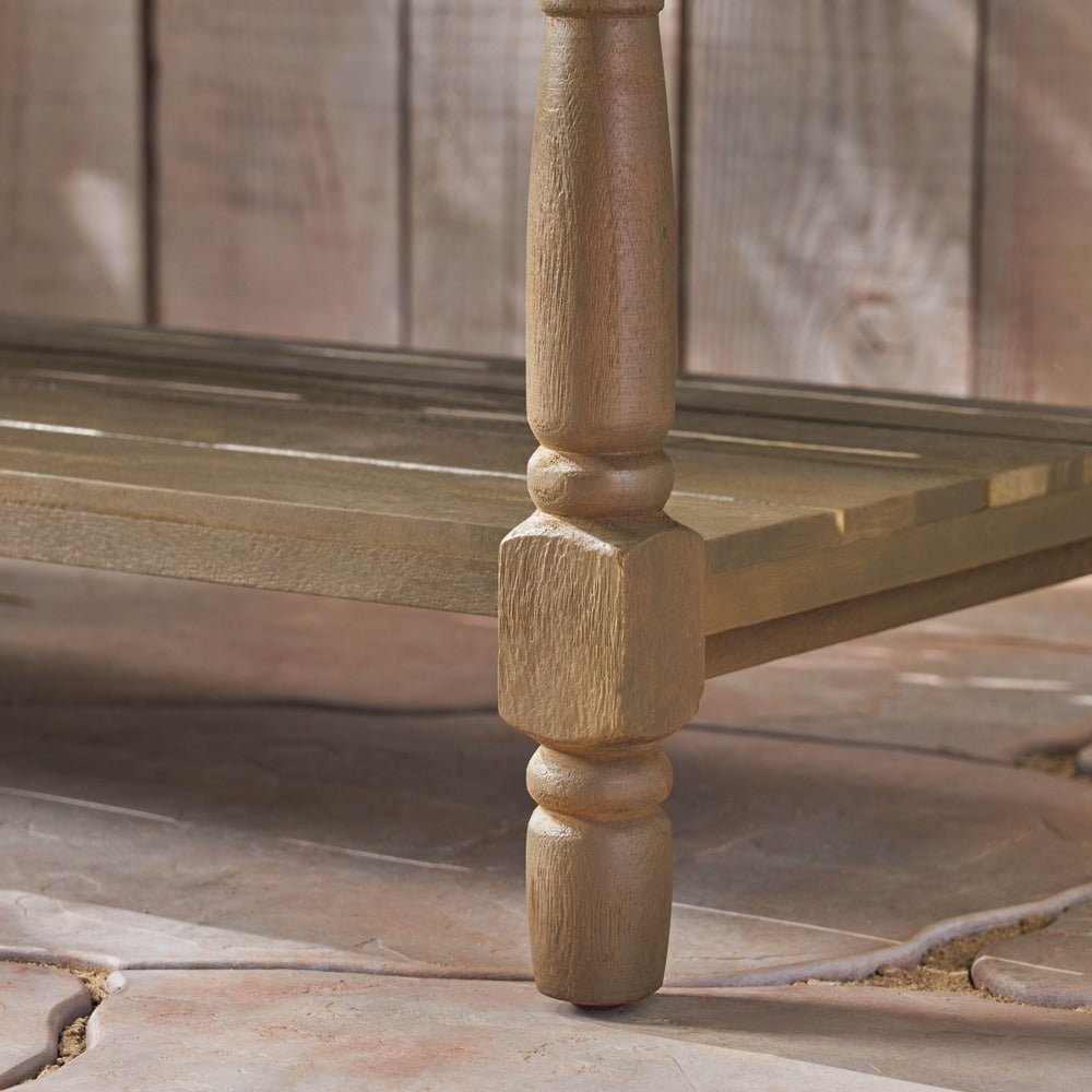 Imperial Outdoor Rustic Acacia Wood Bench with Shelf by Christopher Knight Home