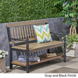 Imperial Outdoor Rustic Acacia Wood Bench with Shelf by Christopher Knight Home