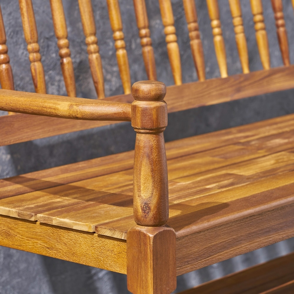 Imperial Outdoor Rustic Acacia Wood Bench with Shelf by Christopher Knight Home