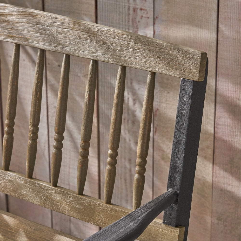 Imperial Outdoor Rustic Acacia Wood Bench with Shelf by Christopher Knight Home