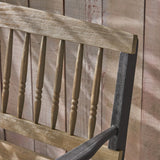 Imperial Outdoor Rustic Acacia Wood Bench with Shelf by Christopher Knight Home