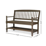 Imperial Outdoor Rustic Acacia Wood Bench with Shelf by Christopher Knight Home