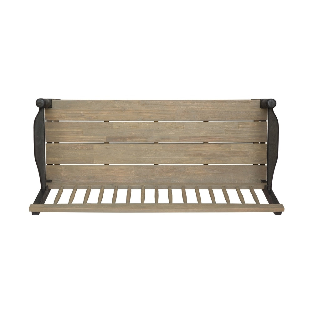 Imperial Outdoor Rustic Acacia Wood Bench with Shelf by Christopher Knight Home