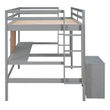 Impression Full size Loft Bed with Desk, Writing Board and 2 Drawers Cabinet, Sturdy construction & Unique design, White