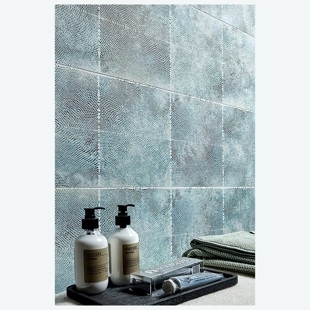 Apollo tile 12" x 40" Imprint 3rd Fired Blue Green Ceramic Tile (6.24 sq ft/case) - 2 Pack