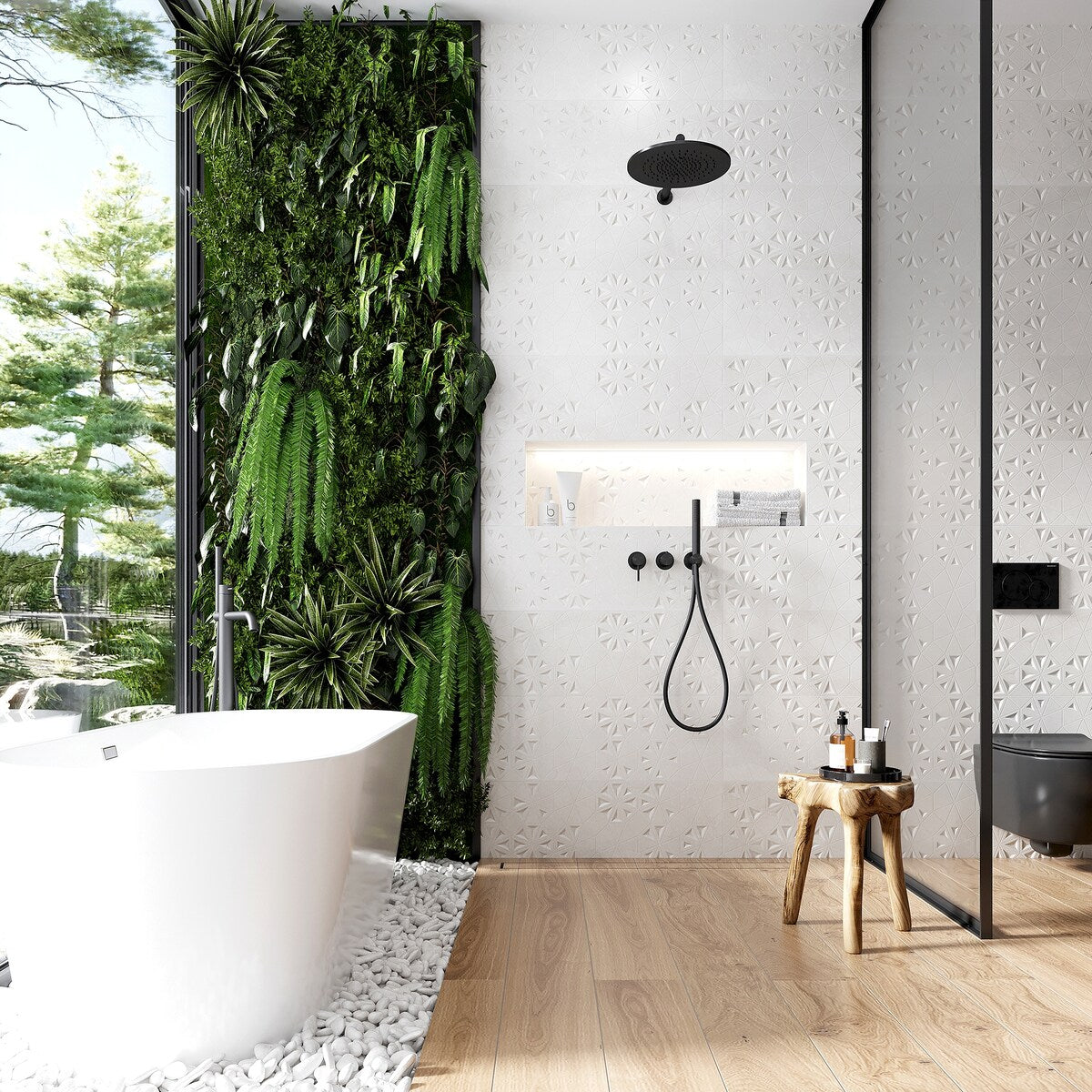 Apollo tile 12" x 36" Imprint Matte White Ceramic Tile (11.63 sq ft/case) - 4 Pack