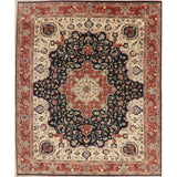 Indian Kashan Oriental Medallion Hand Knotted Wool Area Rug - 9'6" x 7'10"